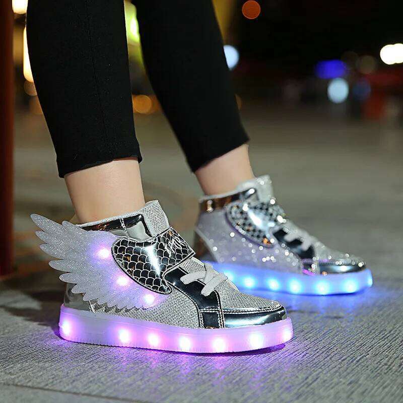 Casual New Small Medium-sized LED Charging Luminous Children's USB Colorful Light Shoes H260312