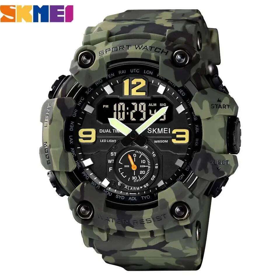 SKMEI 1637 Military Watch for Men Camouflage Waterproof Sports Style Digital Wristwatches Stopwatch Mens Clock Montre Homme 1155