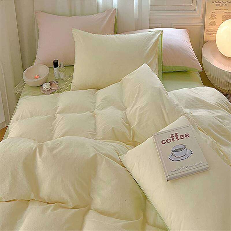 Four piece of 100% pure cotton down double layer skin friendly duvet cover set, comfortable pillowcase set H260312