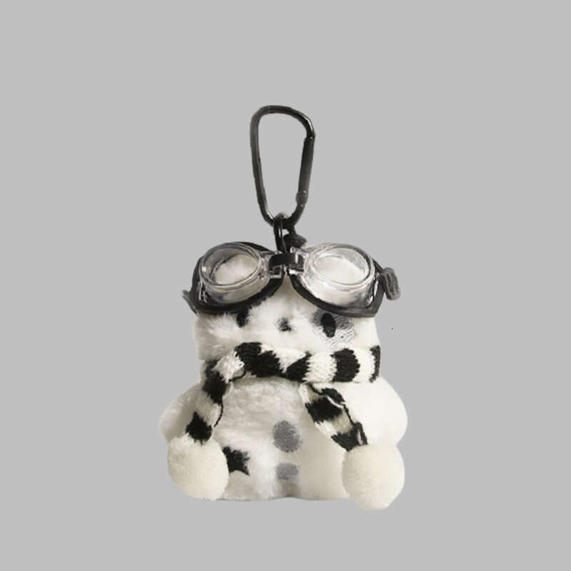 Cute Christmas little white with glasses plush toy bag pendant, spotted dog backpack decoration, student gift