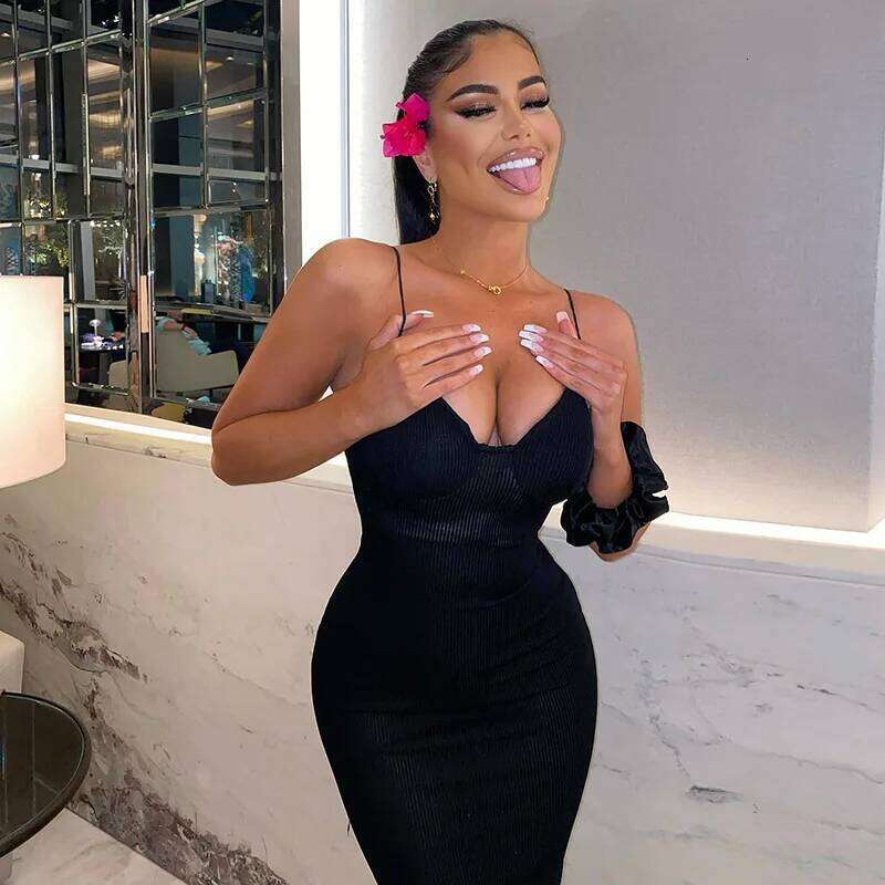 2023 Backless Solid Sleeveless Revealing Midi Strips Dress Spring Bodycon Sexy Streetwear Party Club Outfits Y2K C260312