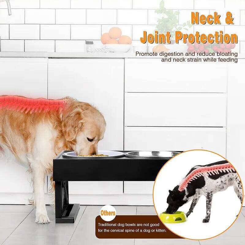 Bowls Stand Adjustable Height Slow Feeding Dish For Pet Dog Meal Elevated Bowl Mat 26Y0312