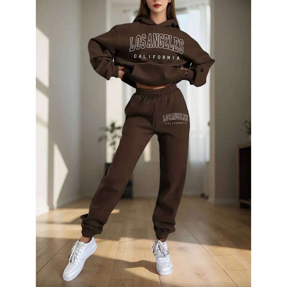 Women's Hoodies Two Pieces Sets Fashion Letter Print Pullover Sweatpants 2Pieces Set Sweatshirts Trousers Suit For Women Hooded C260312