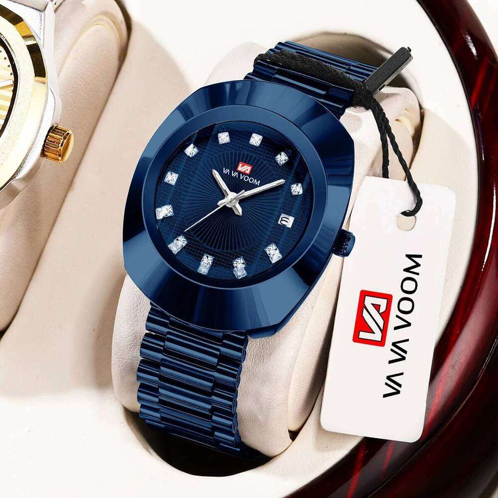 Top Fashion Stainless Steel Business Luxury Quartz Movement 40mm Elliptical Black Clock VA VOOM Brand Watch for Men