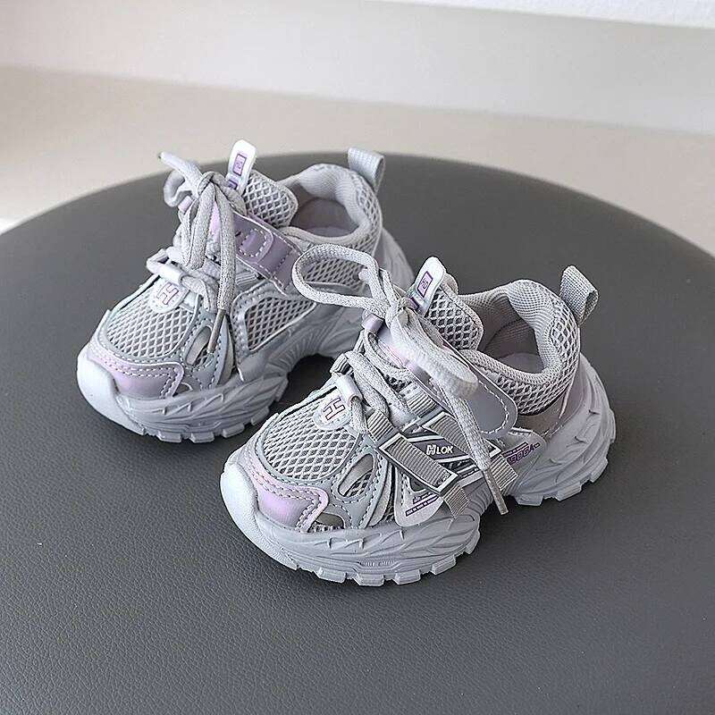 Children Sport Kids Sneakers Spring Autumn Toddler Fashion Design Boys Girls Lace-up Casual Shoes Gray, Black H260312