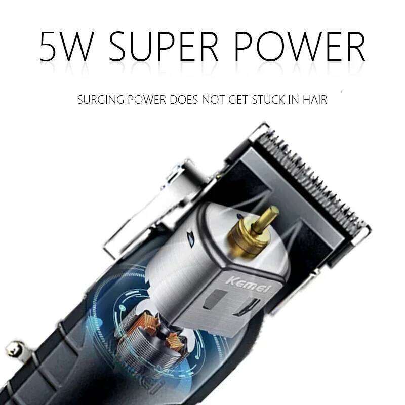 Kemei Men's Electric USB Rechargeable 0mm Gapped Carving Clipper Cordless Trimmer Hair Cutting Machine KM-2296 C260312