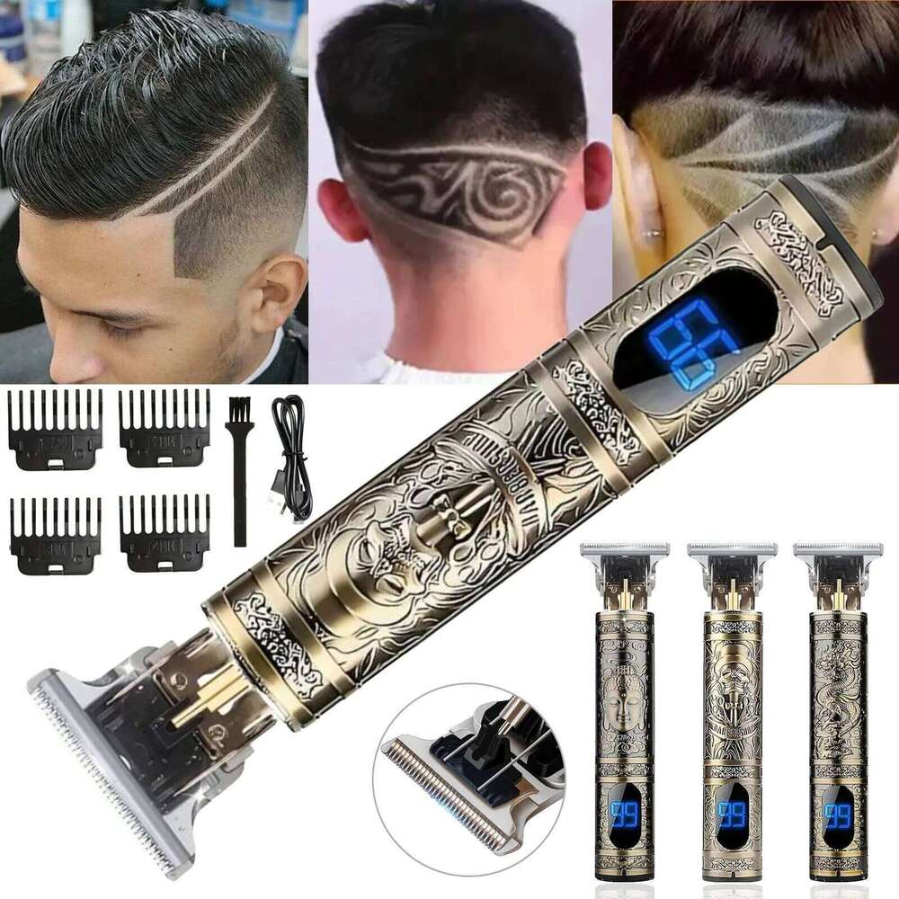 LCD Electric Clipper for Men Oil Shaving Head Pusher Sculpture Shaver Rechargeable Hair Trimmer Hairdressing Set Gifts C260312