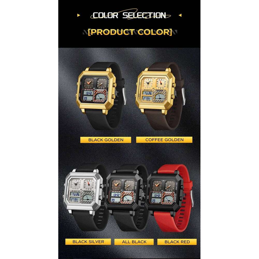 SANDA 6210 Fashionable Multi functional Intelligent Temperature Gauge Waterproof Men's Electronic Watch