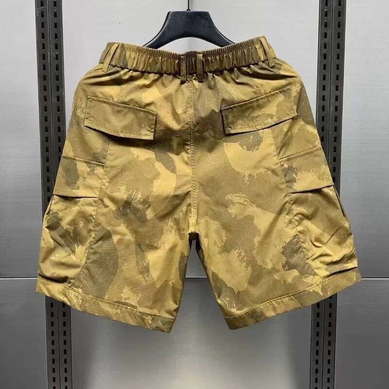 Cargo Knee Men Outdoor Camo Breathable Wear Resistant Big Pocket Elastic Waist Sport Beach Printed Casual Shorts
