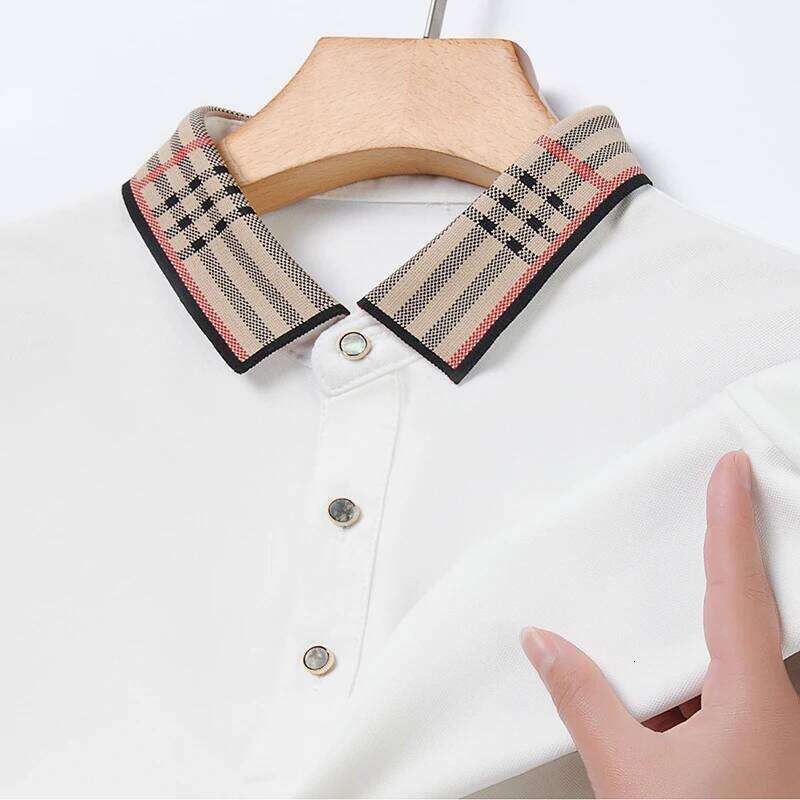 Quality Men's Polo Shirt Striped Print Short Sleeve Classic Lapel T-Shirt Business Casual fashion Menswear Top 26H0312