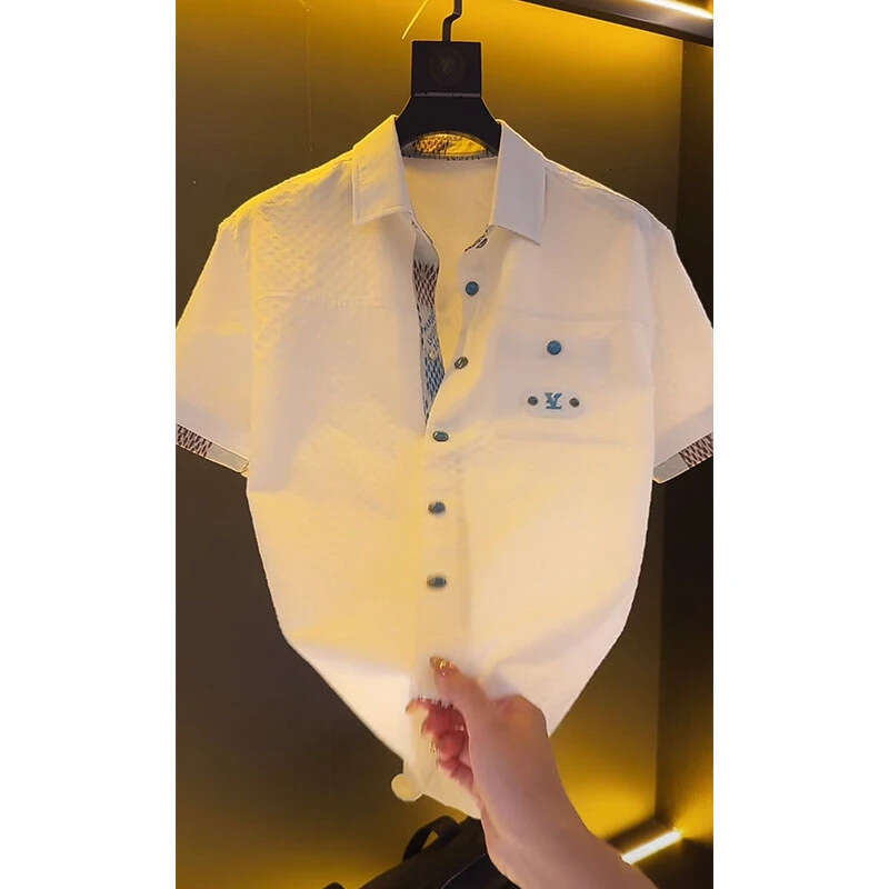 European High Luxury Brand Men's Top Summer New Design Textured Gentleman Casual Polo Shirt
