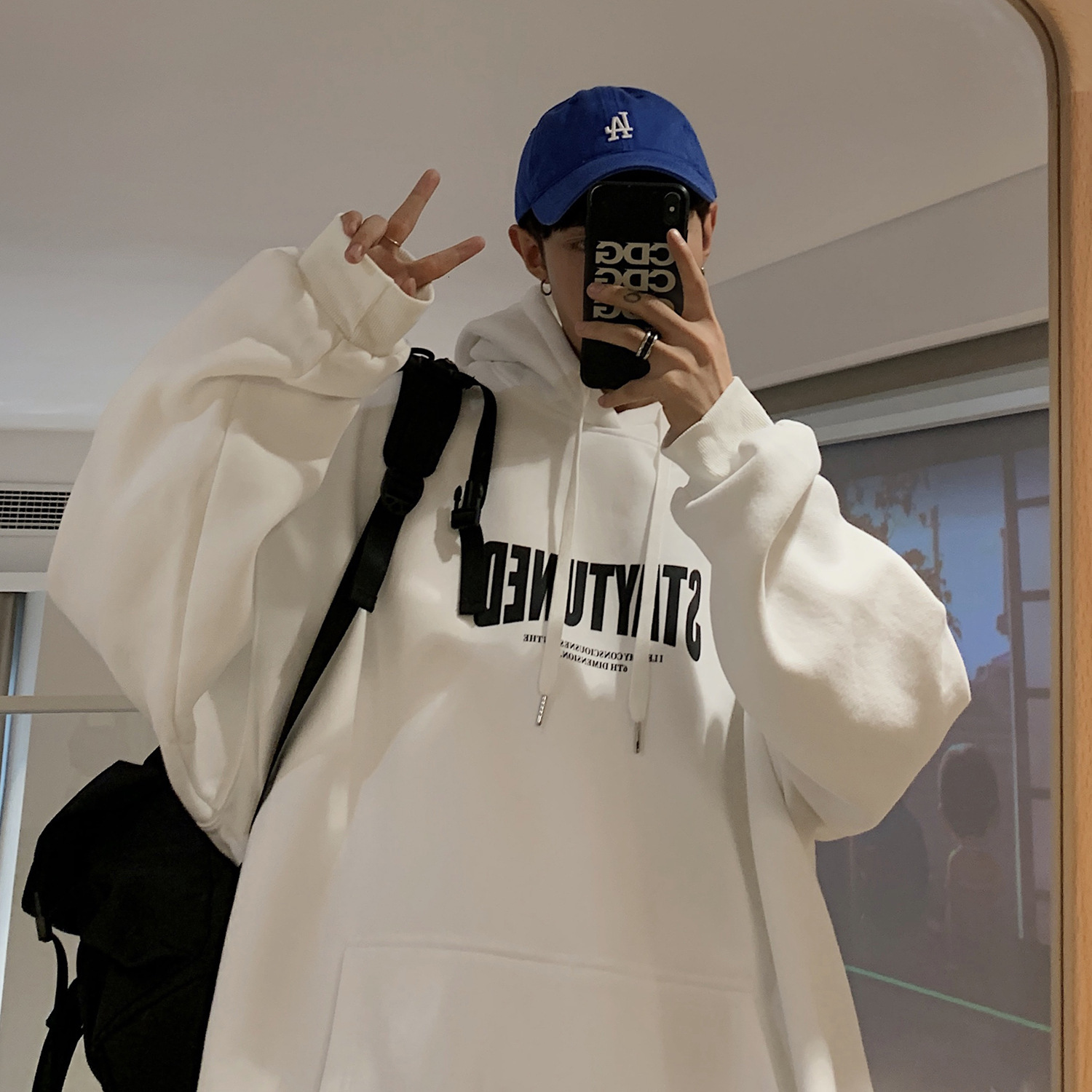 Men's Hooded Sweatshirt Autumn Trend Designer Hoodie Style Letter Print Casual Hoodie Hong Kong Style Plus Size Youth Pullover Jacket