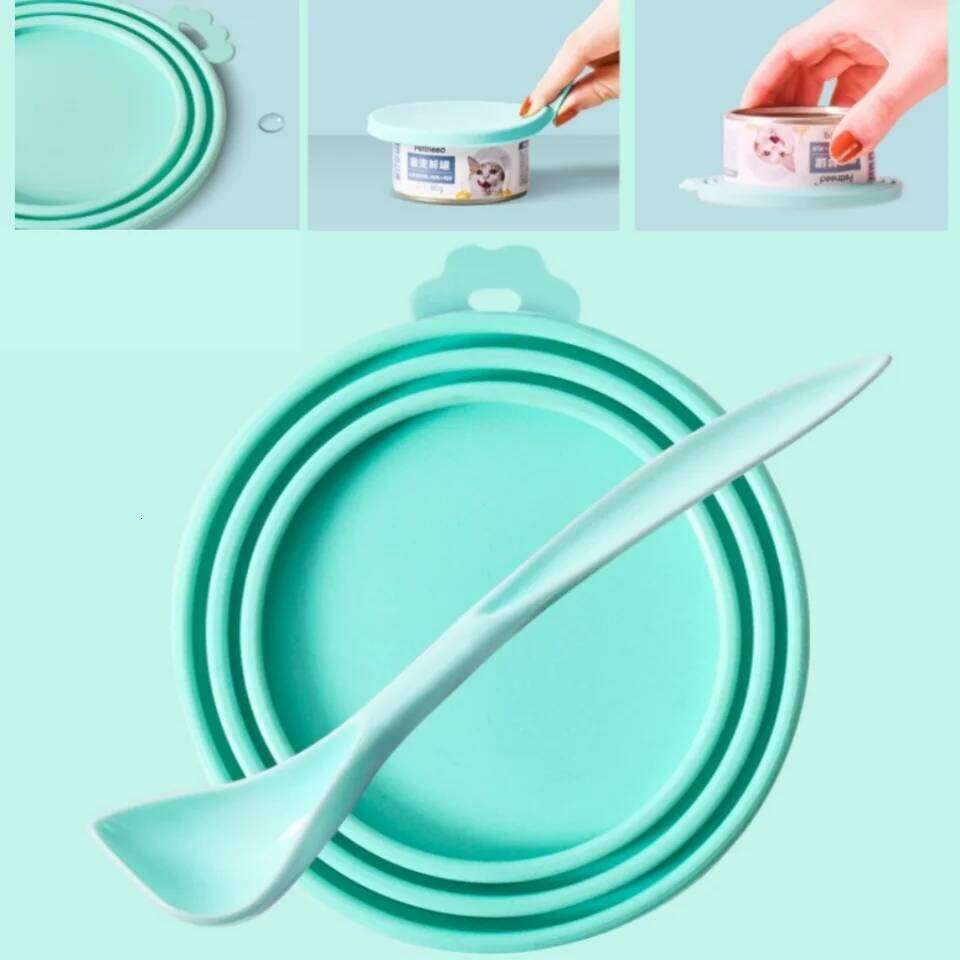 Pet Fresh Silicone Cat and Dog Can Universal Adjustable Seal Lid + Spoon Food Storage Tool 26Y0312