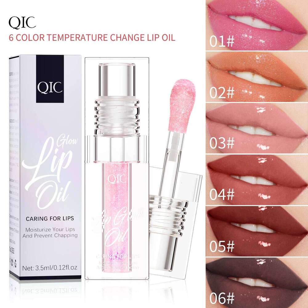 Hydrating Crystal Lip Oil - Plumping & Moisturizing Gloss with Tinted Shades for All Skin Types W260311