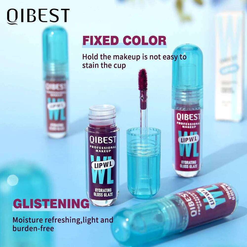 QIBEST Hydrating Crystal Easy to Fade Mirror Water Glazed Glaze Long Lasting Moisturizing Gloss Lip Tint Cosmetics W260311