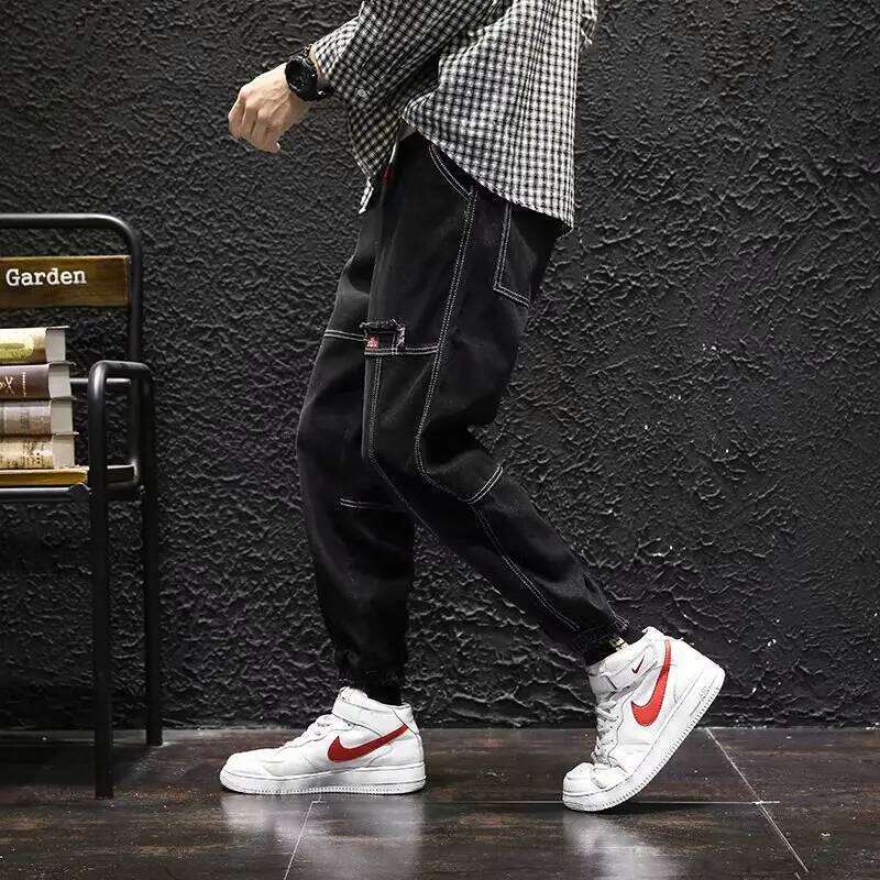 New Streetwear Hip Hop Cargo Pants Men's Jeans Elastic Harun Joggers In Autumn and Spring Men ClothIng 26Y0312