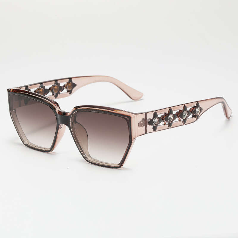 Sunglasses for Women Square Sun glasses Classic Face Slimming Oversized frame Polarized lenses Beach Daily Sun Glasses Flower Diamond Accent