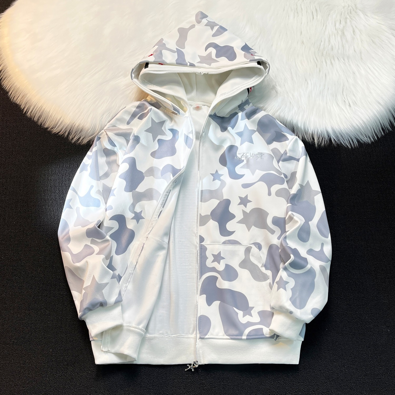 National Trend Designer Hoodie Brand Design Shark Head Towel Embroidery Sweatshirt For Men And Women Full-print Double-hooded Casual Cardigan Jacket