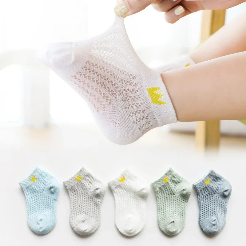 5 Pairs Summer Cotton Kids Socks Cute Cartoon Thin Mesh Baby Short Dinosaur Bear Children for Boys Girls Stuff 260311
