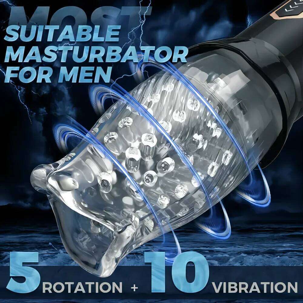 Automatic Electric 360 Rotating Sucking Male Blowjob Piston Masturbator Cup Vagina Real Oral Vibrator Sex Toys for Adults Men Z260312