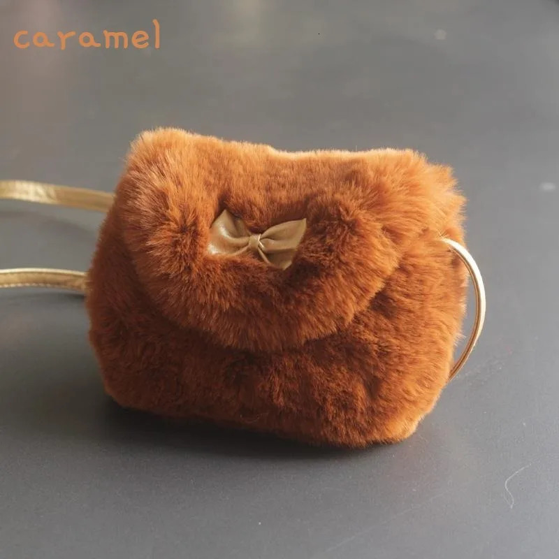 Girl Kids Mini Cross Body Bag Fashion Bowknot Fur Shoulder Messenger Purse 260311