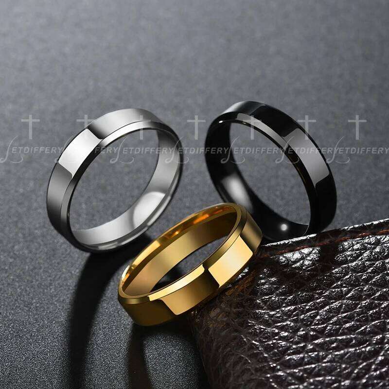 Letdiffery 6mm Simple Stainless Steel Men Ring Gold Color Women Fashion Jewelry Wholesale Size 5-13 H260312