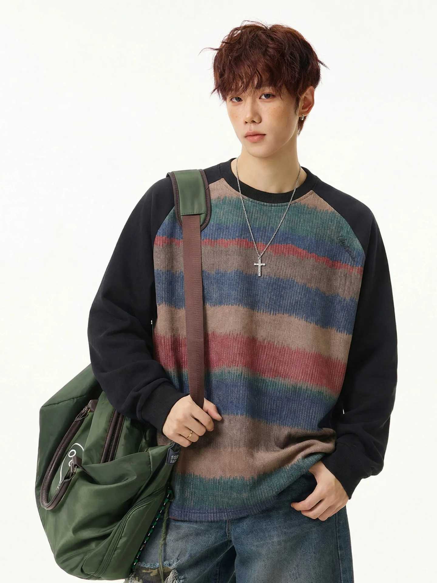 Clashing Colour Patchwork Cardigan Hoodie Mens Stand Collar Jacket Zip-Up Casual Outerwear Soft and Versatile a07 M260312