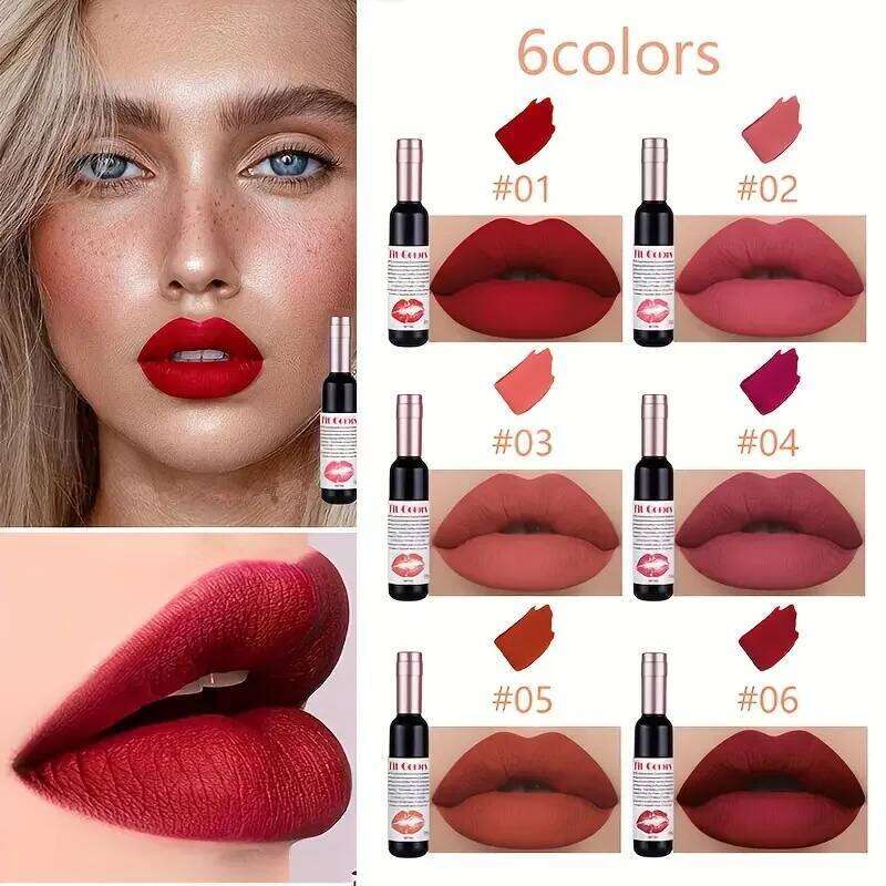 Red Wine Bottle Design Gloss,Velvet Matte Gloss Liquid Lipstick, High Colour Development,for Natural Lip Makeup W260311