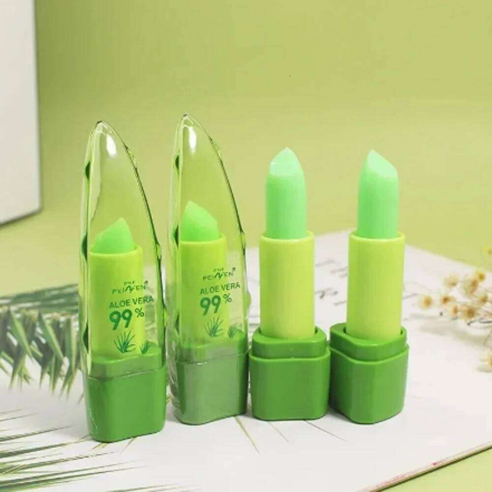 1Pcs Moisture Lip Balm Long-Lasting Natural Aloe Vera Color Mood Changing Long Lasting Moisturizing Lipstick Anti Aging W260311