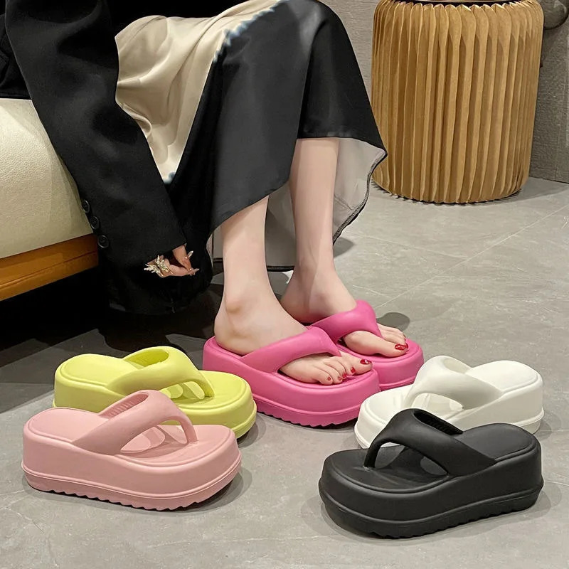 Kidmi Women Platform Sandal Flipflops EVA Heels Sandals For Fashion Beach Slides Outdoor Soft Heel Cloud Slippers 260306