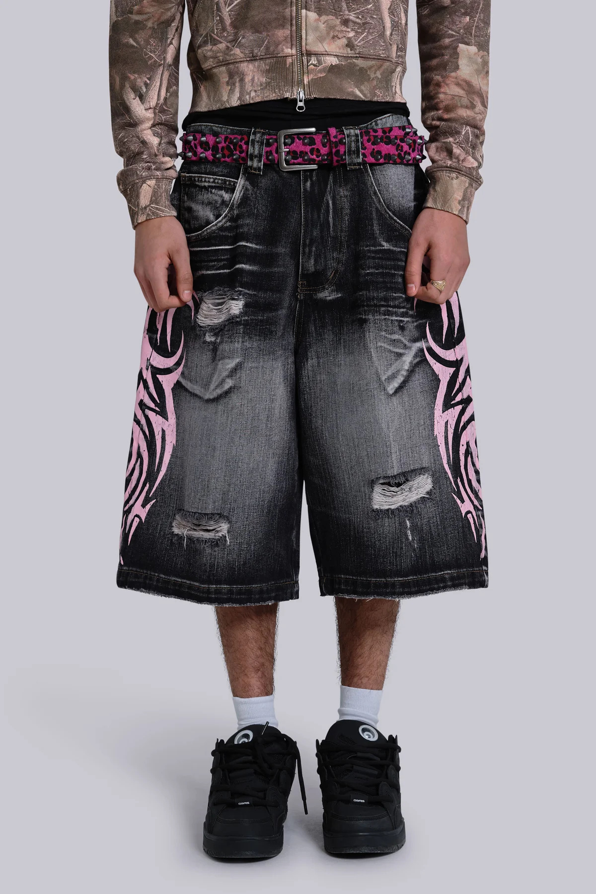 Men's American Graffiti Printed Jeans Casual Fashion Harajuku High Street Vintage Pant Loose Fit Retro High Waist Wash Ripped Jeans