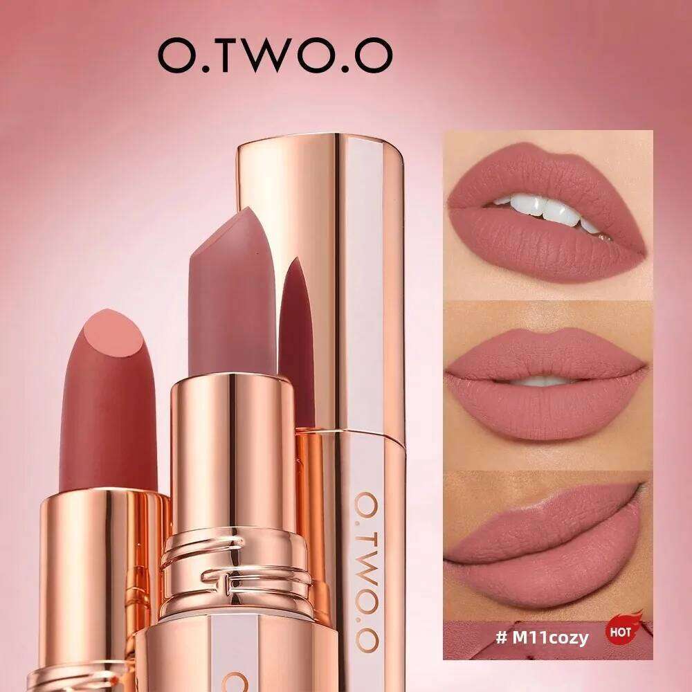 O.TWO.O Matte Lipstick Long Lasting Waterproof Stick Smudge-free Classic Highly Pigmented Velvet Finish Lip Tint Makeup W260311