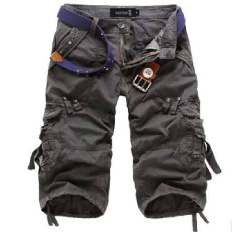 New Summer Casual Mens Straight Solid Sports Men Joggers Cargo Shorts Fashion Cotton Knee Length Sweatpants Man