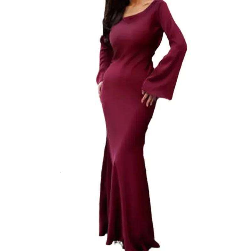 Autumn Winter Women's Long Sleeve round Neck Belted Waist Ankle Length Pure Color Lazy Style National Trend Dress C260312