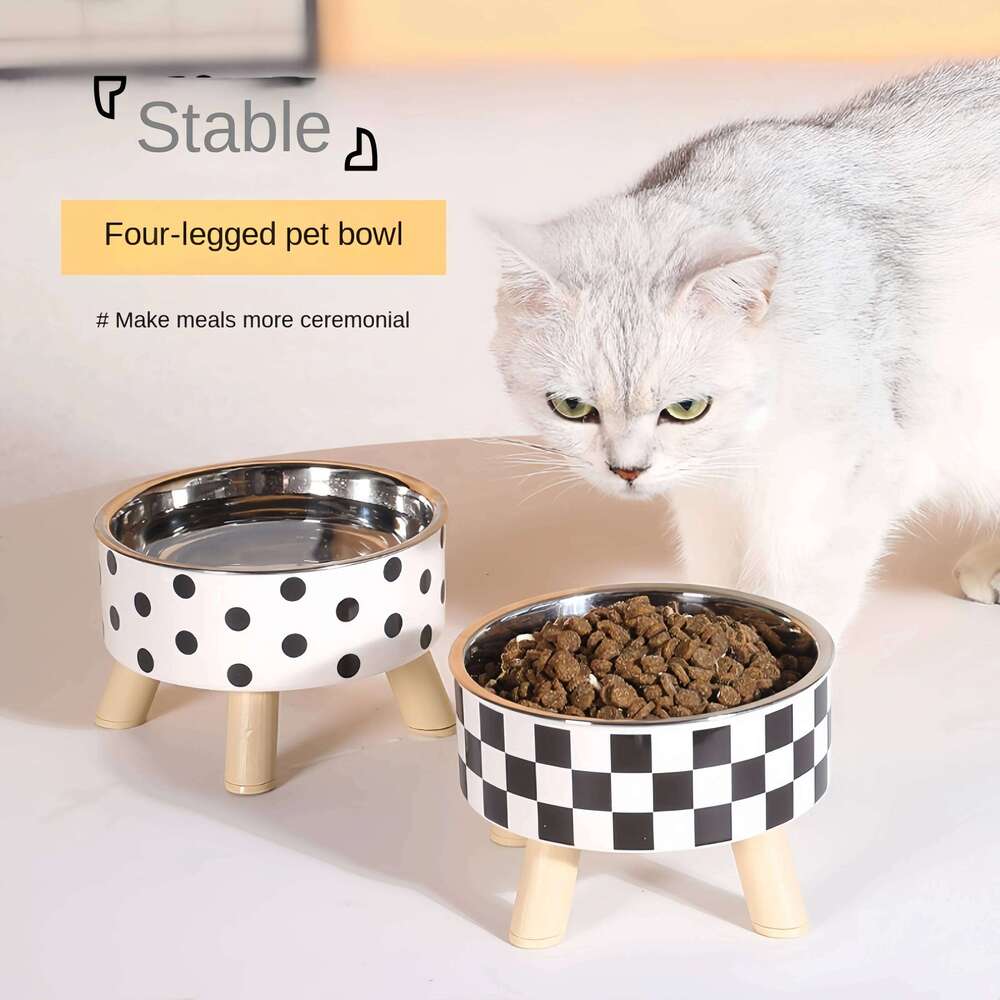 Elevated Cats Feeder Anti-choking Raised Cat Food Water Bowl With Stand Pet Feeding Drinking Supplies bowls for cats dogs 26Y0312