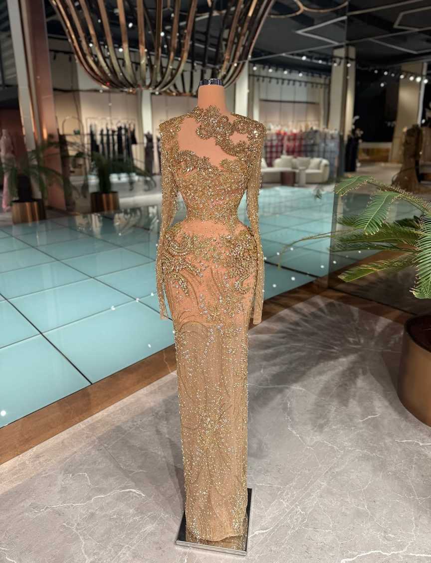 Gorgeous Evening Prom Dresses Mermaid Sequined Beads Lace Crystals Special Design Prom Dress Vestido De Noite Customized