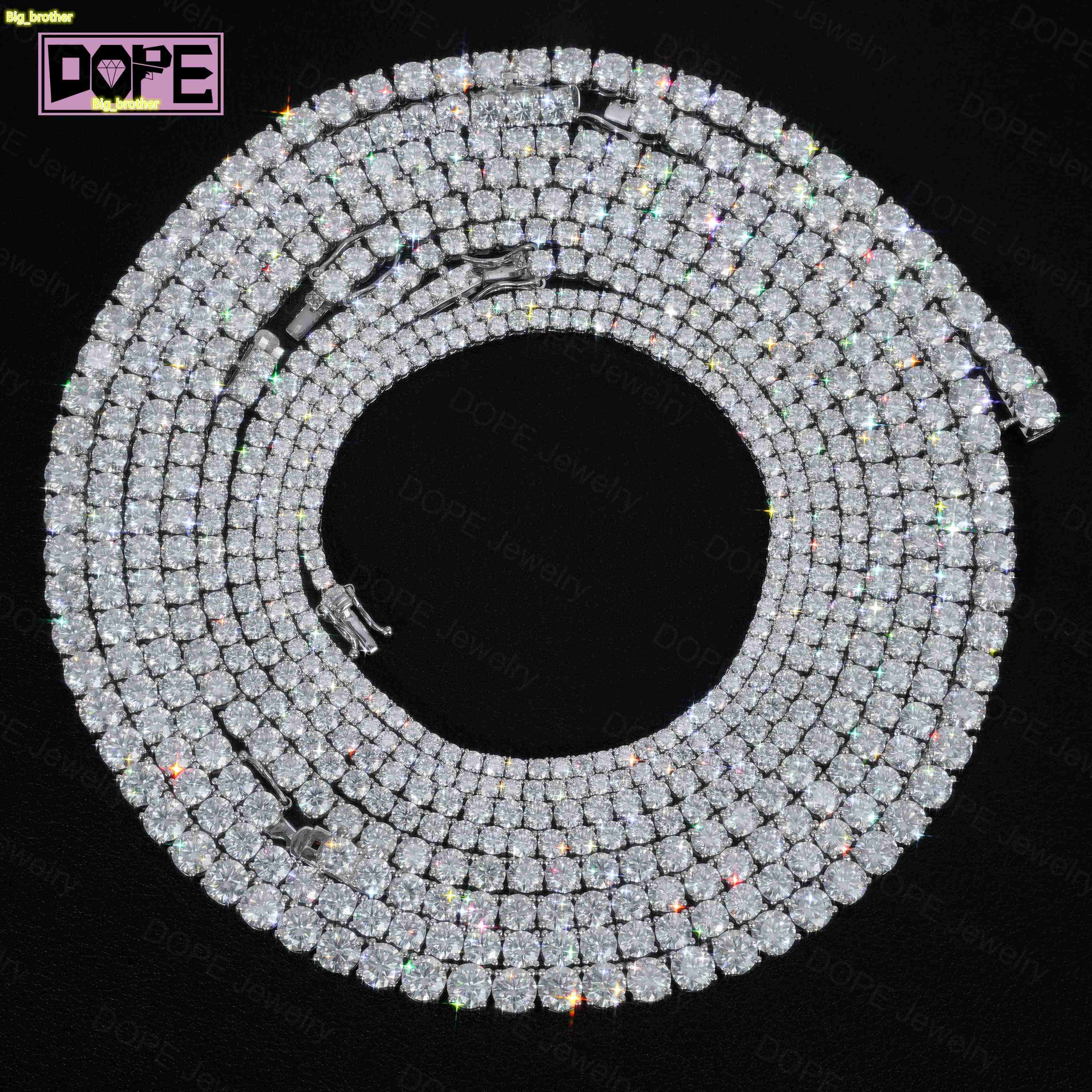 3mm 4mm 5mm Moissanite Chain Iced Tennis NecklaceJewelry GRA Certified VVS Moissanite Tennis Chain