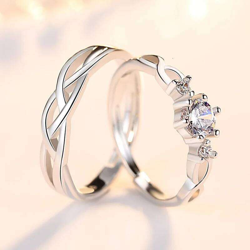 Lady's 925 Sterling Silver Fashion Jewelry New Crystal Zircon Couple Rings For Men XY0348 W260311