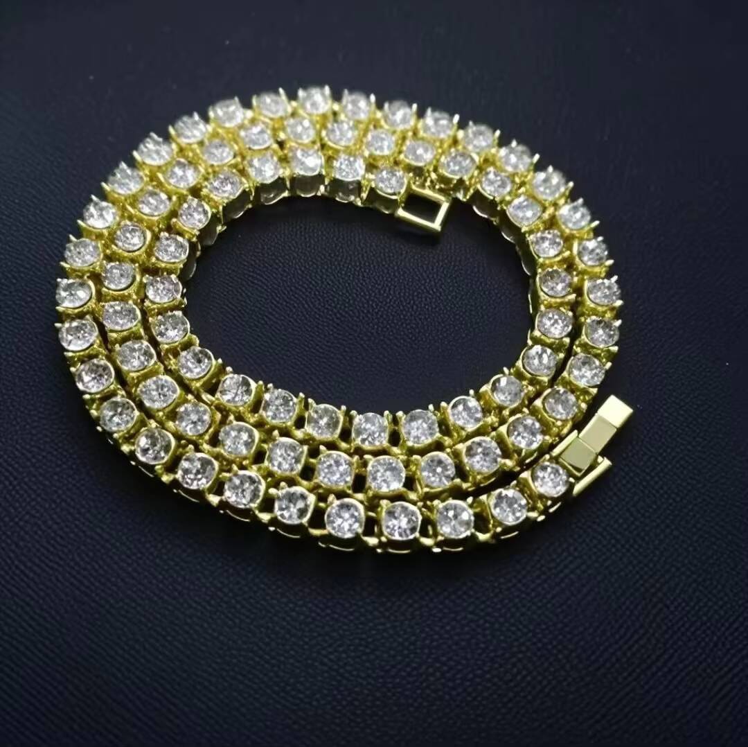 Factory Hot Sell Gold Silver Jewelry Geometric Trendy Full Bling Moissanite Hip Hop Alloy 13mm Width Iced Cuban Link Chain