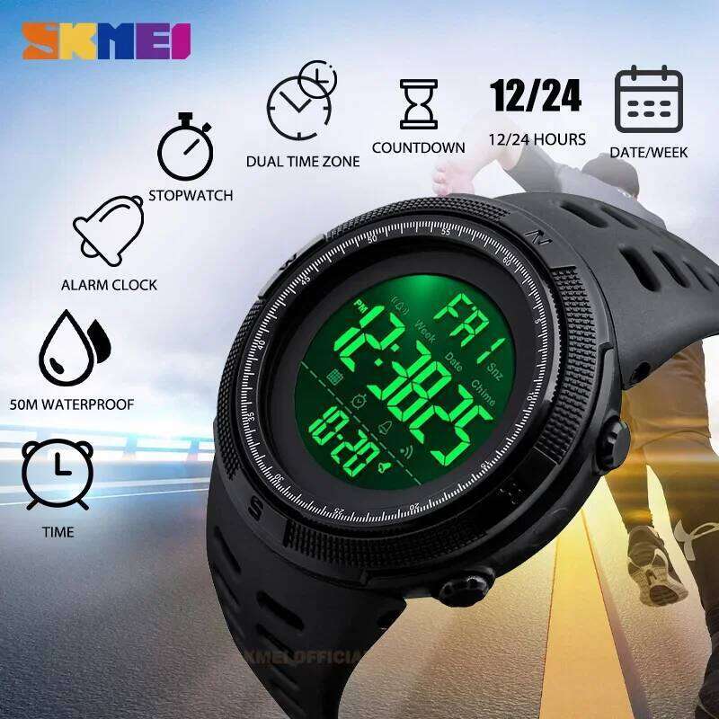 SKMEI 1251 Sports Digital Watch for Men Waterproof Military Electronic Student Mens Wristwatches Alarm Clock 1560 Reloj Hombre