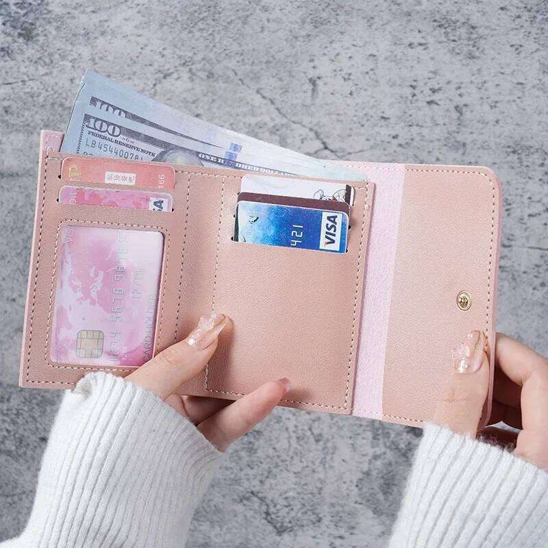 New Cute Wallets Small Hasp Girl Credit Card Holder PU Leather Coin Purse Female Wallet Short Purses for Women