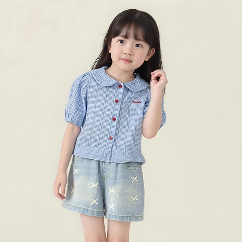 Girls Summer Denim Shorts Childrens Fashion Trendy Bow Korean Thin Outerwear Pants 260311