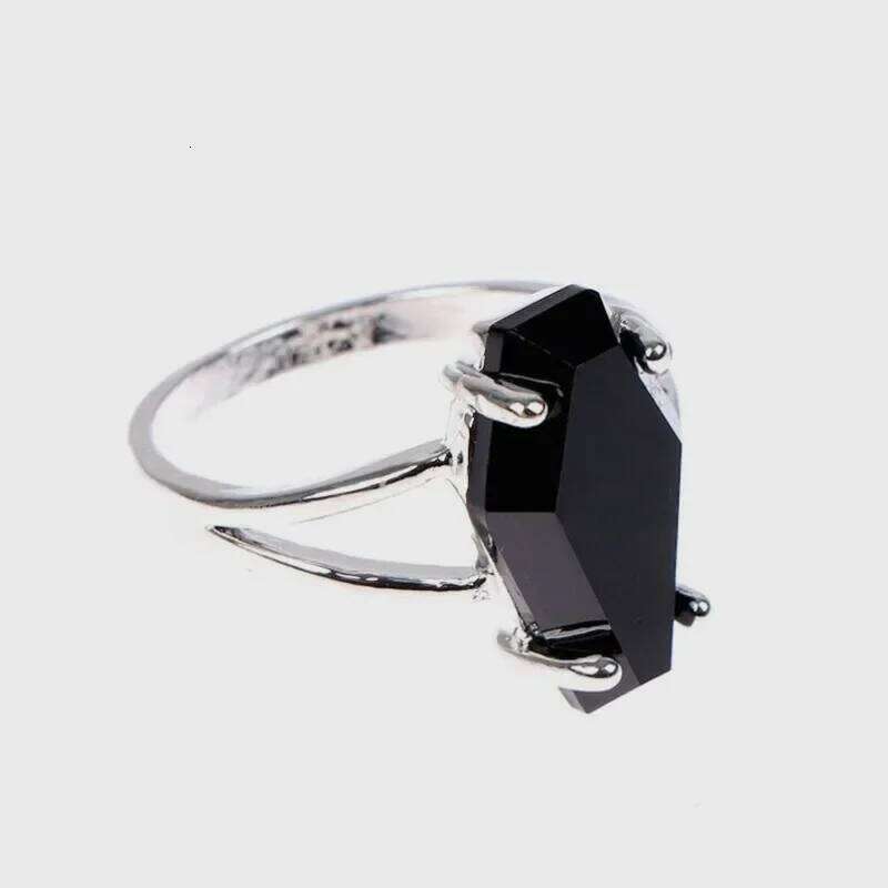 Coffin Ring, Goth Black Jewelry, Vampire , Witch, Gothic, Rings, Onyx Gemstone jewelry H260312