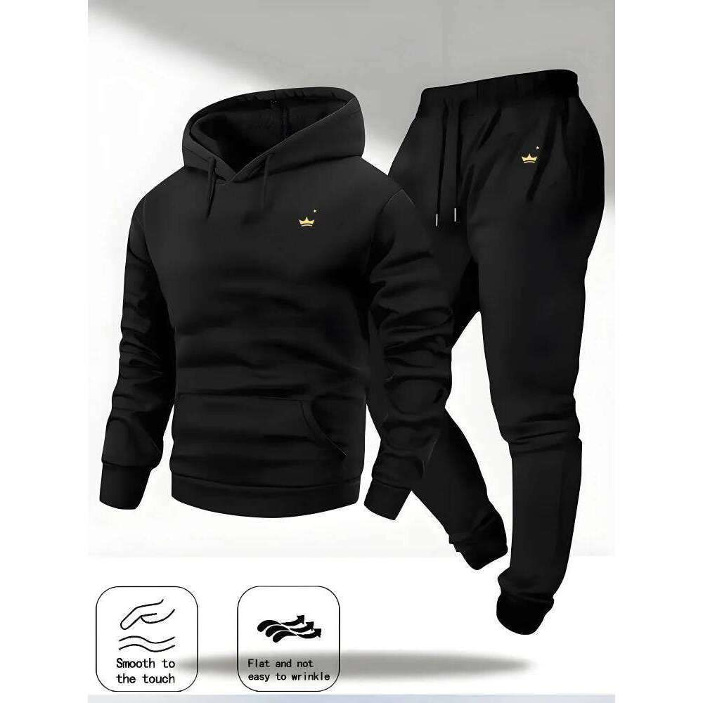 2025 Crown Logo Printed Autumn/Winter New Hooded Outdoor Fashion Versatile Casual Sportswear and Pants