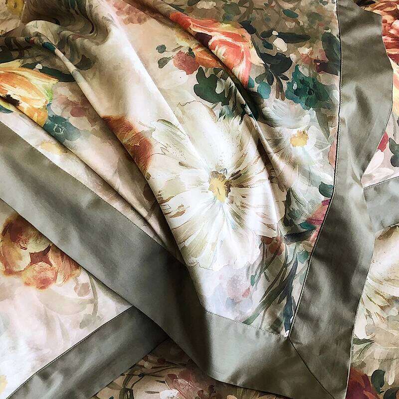 1000TC Egyptian Cotton Vintage Oil Painting Style Flowers Print Bedding Set Duvet Cover Flat/Fitted Bed Sheet Pillowcase 4Pcs H260312