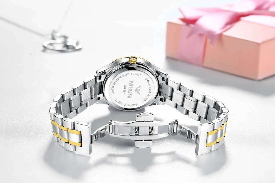 NIBOSI Diamond Watches for Women Classic Luxury Rose Gold Analog Quartz Fashion Waterproof Luminous Ladies Female Watch