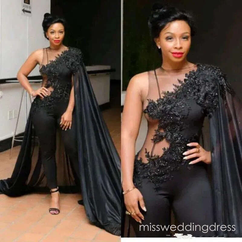 Fashion Black 2026 Jumpsuits Prom Dresses Lace Sequins Pants Suits Evening Gowns Plus Size Formal Wear Special Occasion Dress Abendkleider