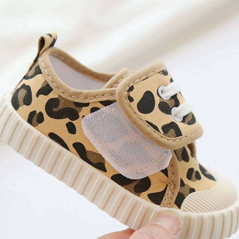 Children Leopard Canvas Toddler Infant Boy Sneakers Girl Candy Color Casual Baby Kids Breathable Soft Leisure Shoes H260312