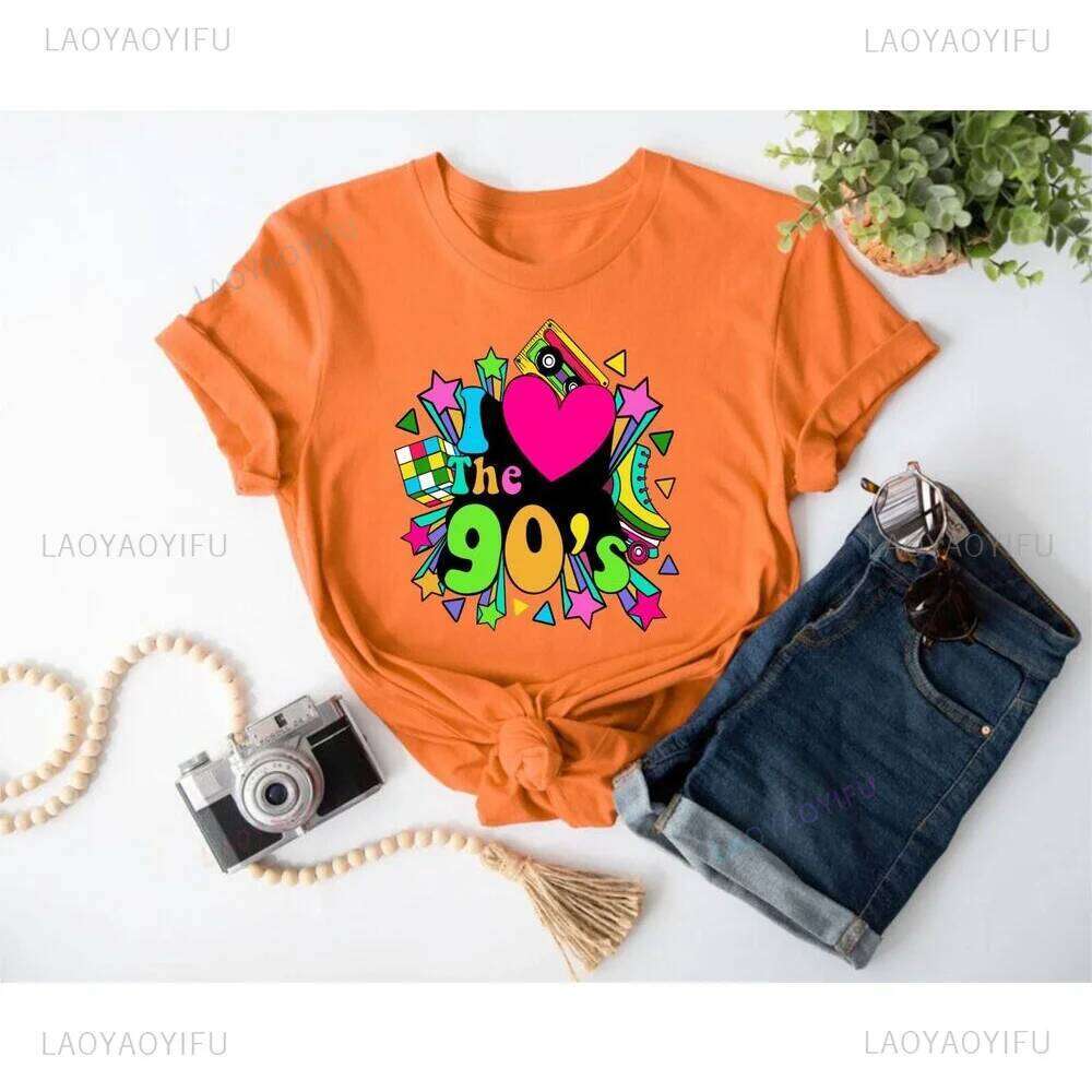 I Love The 90s Shirt 1990s Costume Hen Party Fashion Summer Cotton O-Neck Women Clothing Harajuku Short-sleeve Tops Z260312
