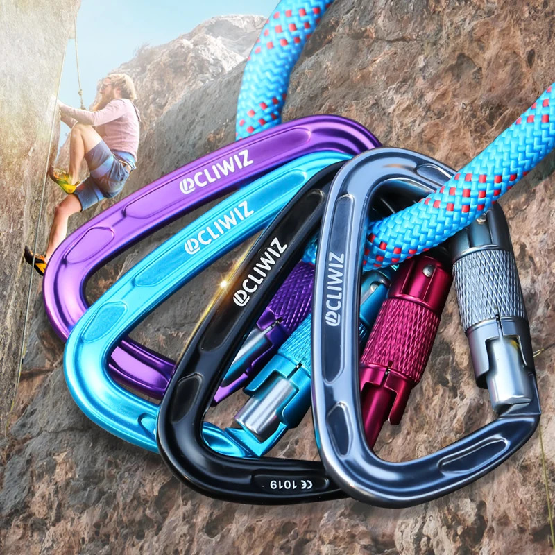 CLIWIZ 24KN Outdoor Professional Carabiner 7075 Aviation Aluminum Safety Automatic Lock With Certificates CEUIAA 260228